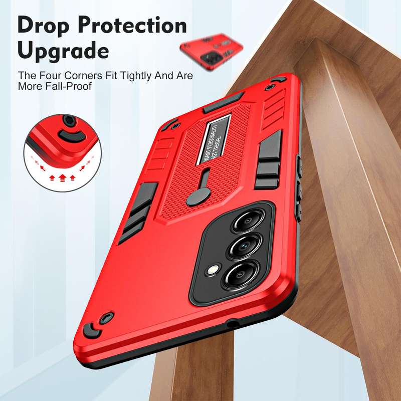 For Samsung Galaxy A34 5G Variety Brave Armor Finger Loop Holder Phone Case(Red)