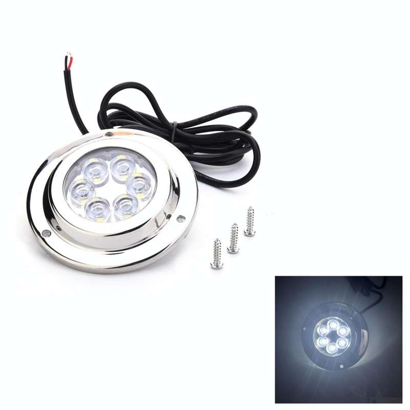 DC 10-30V 12W IP68 316 Stainless 6 LEDs White Light Underwater Light Boat High Power Bright for M...