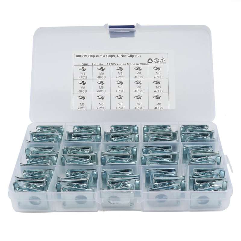 60 PCS B Nut Kit Spire Clips M8 Zinc Speed Fasteners Lug Nuts