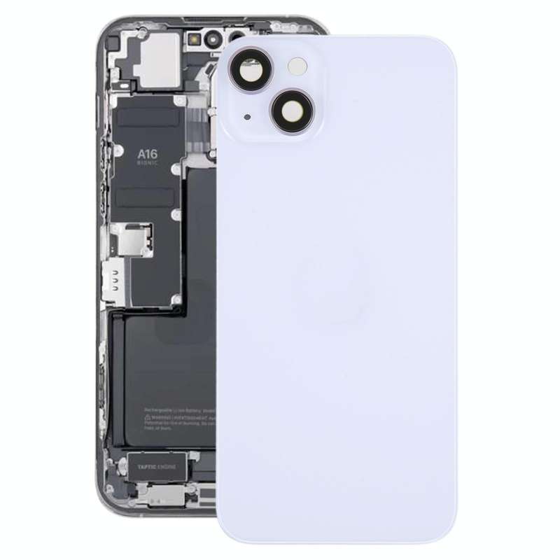 Glass Battery Back Cover with Holder for iPhone 14(Purple)