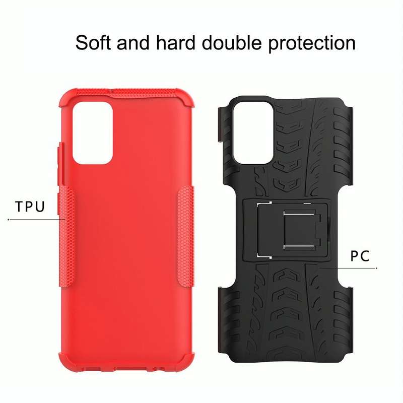 For Samsung Galaxy A02s (EU Version) Tire Texture Shockproof TPU+PC Protective Case with Holder(P...