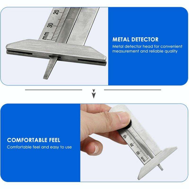 0-60mm Stainless Steel Tire Tread Vernier Depth Gauge