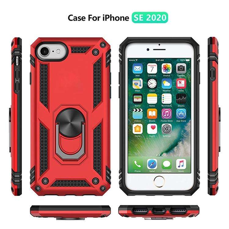 For iPhone SE 2022 / SE 2020 Shockproof TPU + PC Protective Case with 360 Degree Rotating Holder(...