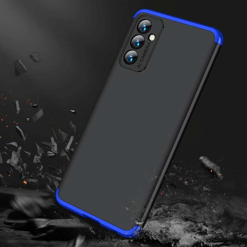 For Samsung Galaxy F13 / M13 India GKK Three Stage Splicing Full Coverage PC Phone Case(Black Blue)
