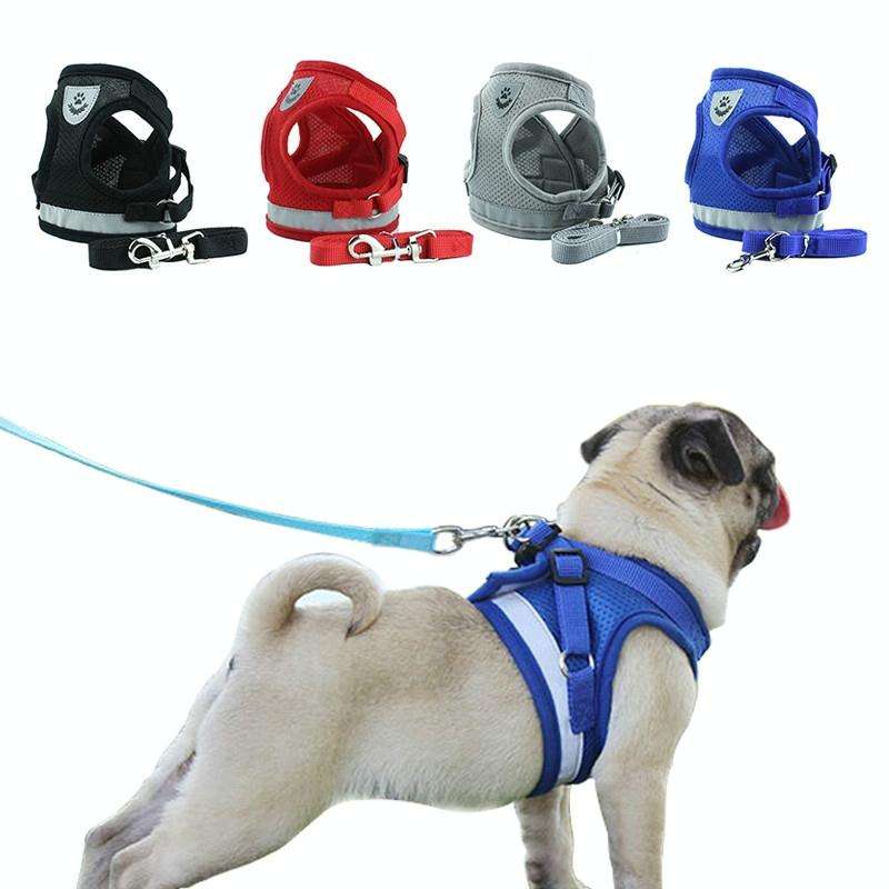 Adjustable Polyester Mesh Reflective Vest Lead Leash for Pet Dog, Size:XL(Red)