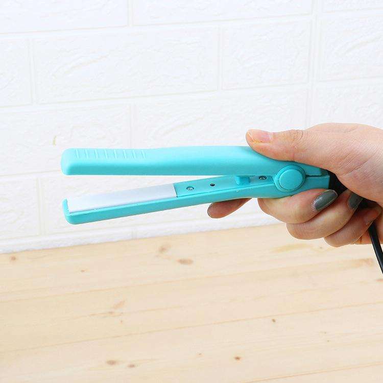 Mini Hair Straightener Ceramic Tourmaline Plates Curler(Blue)