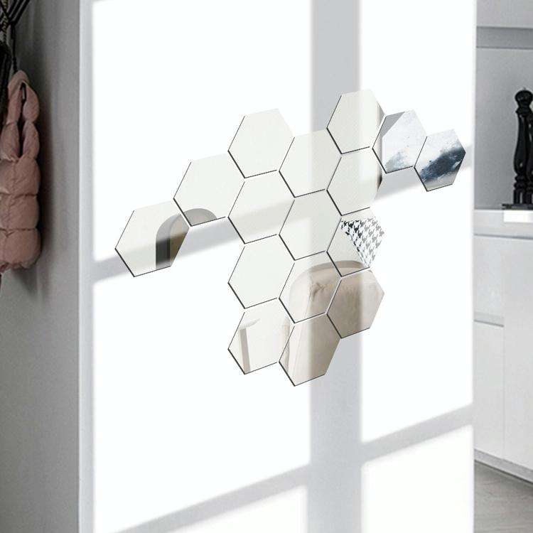 Ym300 16 PCS / Set Home Personal Wall Stickers DIY Acrylic Wall Decorative Mirror(Quartet Silver)