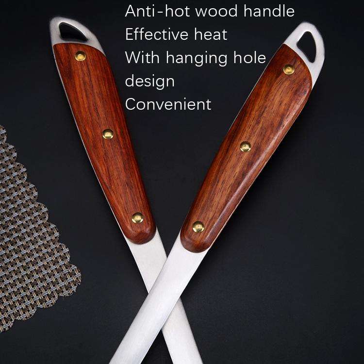 304 Stainless Steel Wooden Handle Kitchenware Home Kitchen Equipment, Style: Slotted Shovel