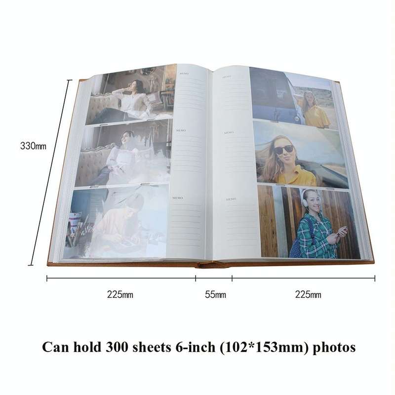 4R 6 Inch 300 Sheets Cloth Photo Album Retro Insert Photo Album Postcard Storage Photo Album(Orange)