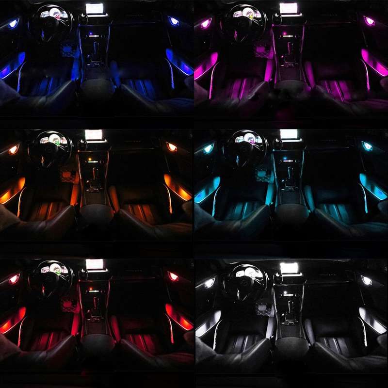 4 PCS Universal Car Colorful LED Inner Handle Light Atmosphere Lights Decorative Lamp DC12V / 0.5...