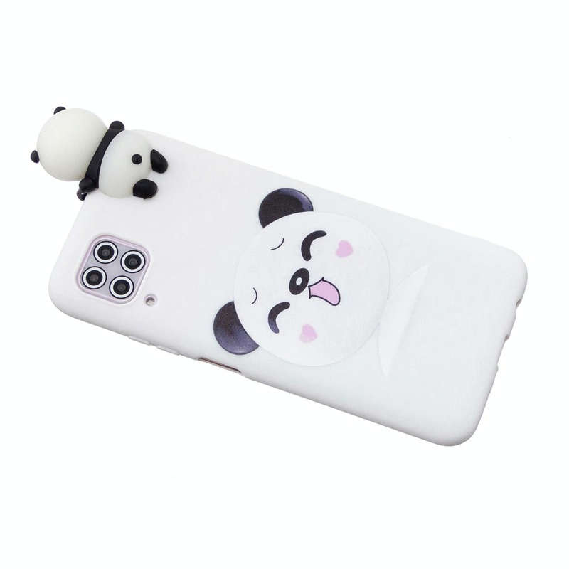 For Huawei P40 Lite Shockproof Colored Painted Lying Cartoon TPU Protective Case(Smiley Panda)