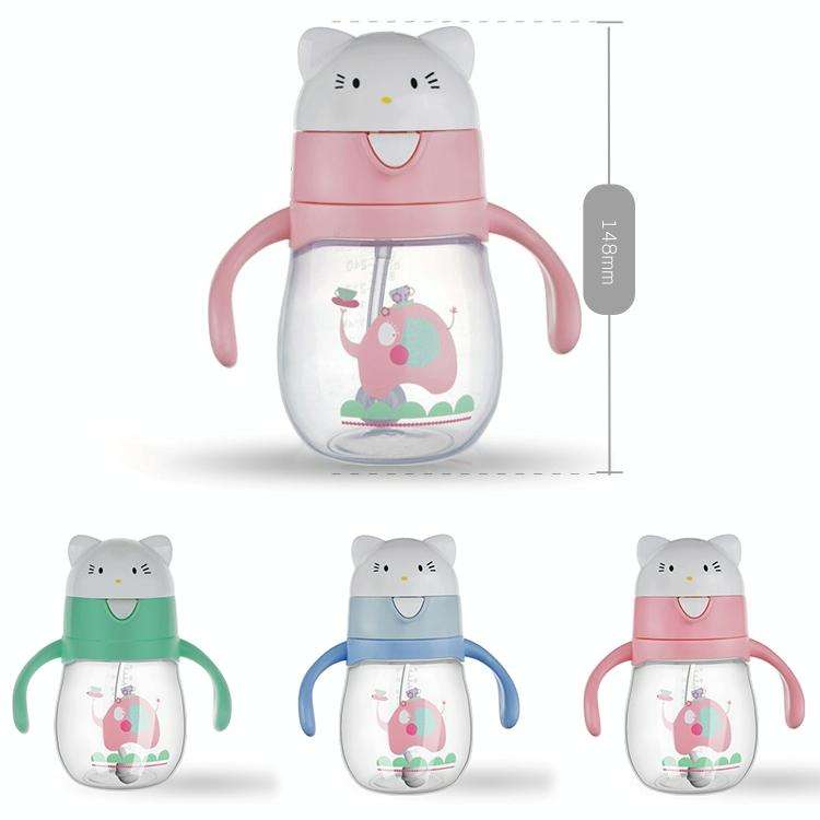 Infant Toddler Drink Cup Child Plastic Leakproof Cartoon Straw Cup With Handle Gravity Ball, Size...