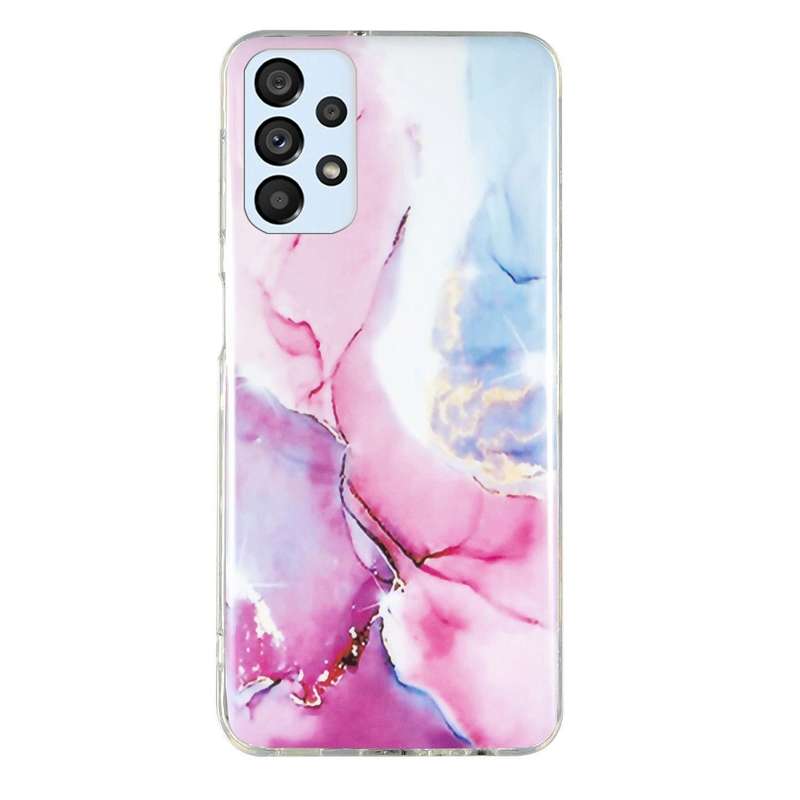 For Samsung Galaxy A52 5G / 4G IMD Marble Pattern TPU Phone Case(Pink Blue)