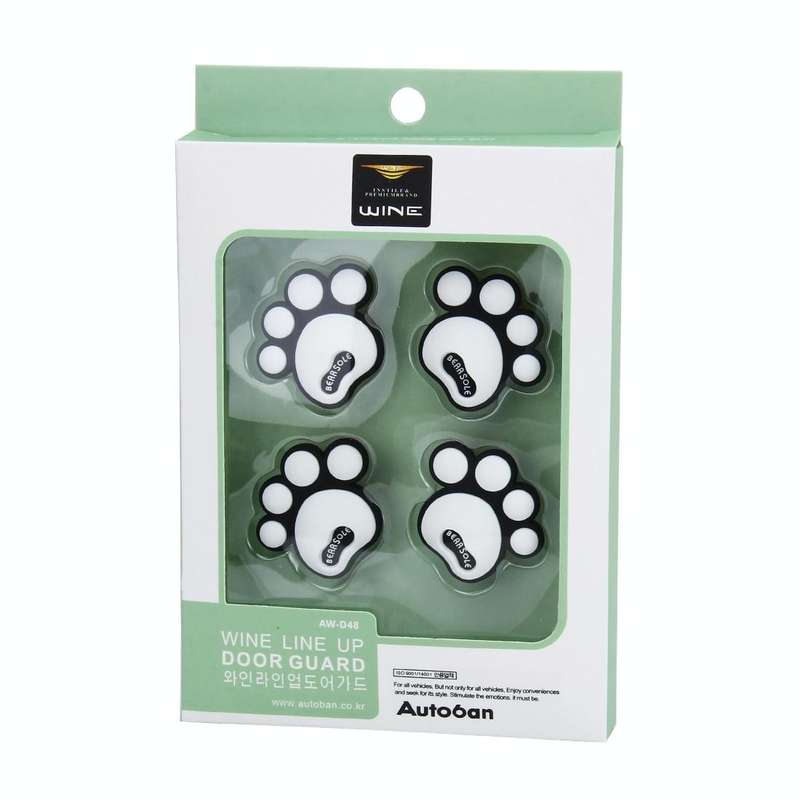 4 PCS Dog Footprint Shape Cartoon Style PVC Car Auto Protection Anti-scratch Door Guard Decorativ...