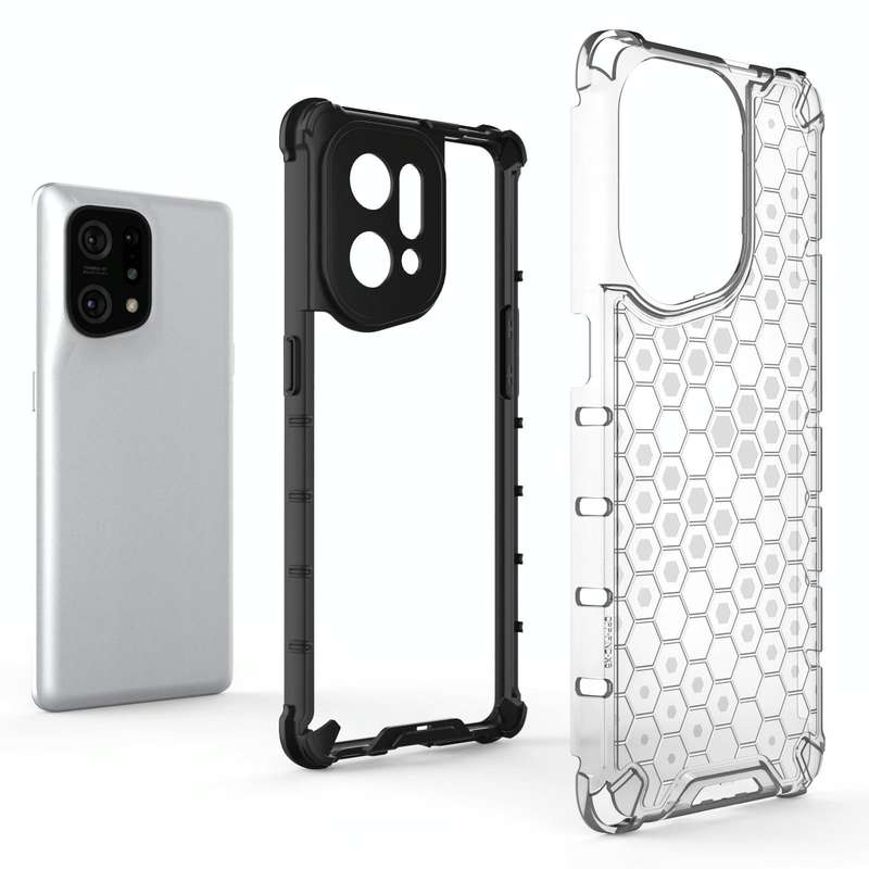 For OPPO Find X5 Shockproof Honeycomb PC + TPU Phone Case(Black)