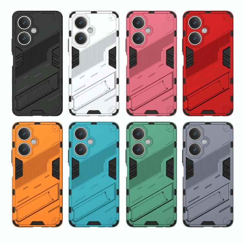 For vivo Y27 4G Global Punk Armor 2 in 1 PC + TPU Phone Case with Holder(Black)