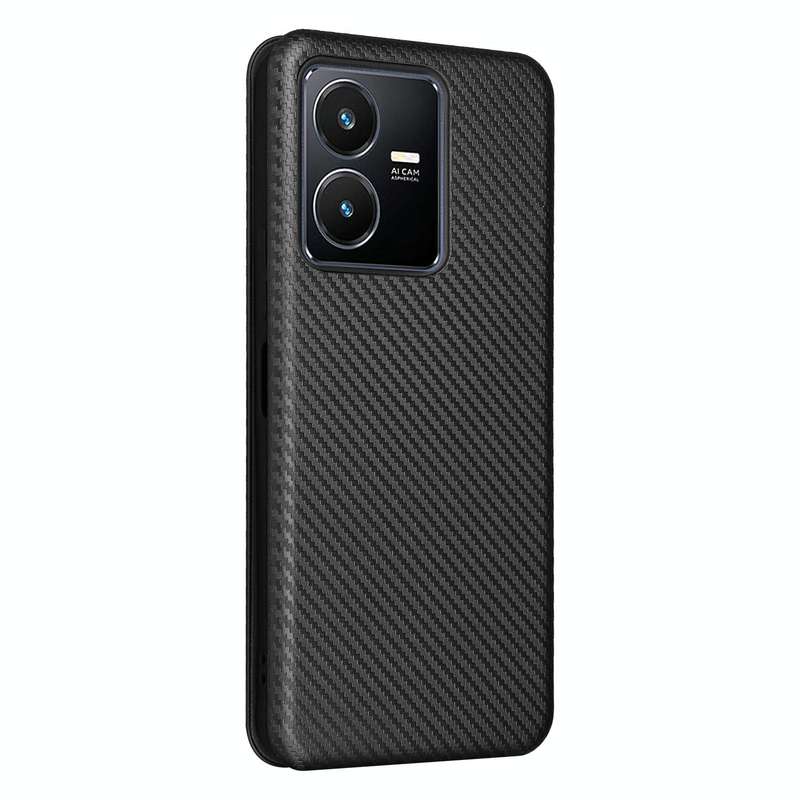 For vivo Y22s / Y35 Carbon Fiber Texture Leather Phone Case(Black)
