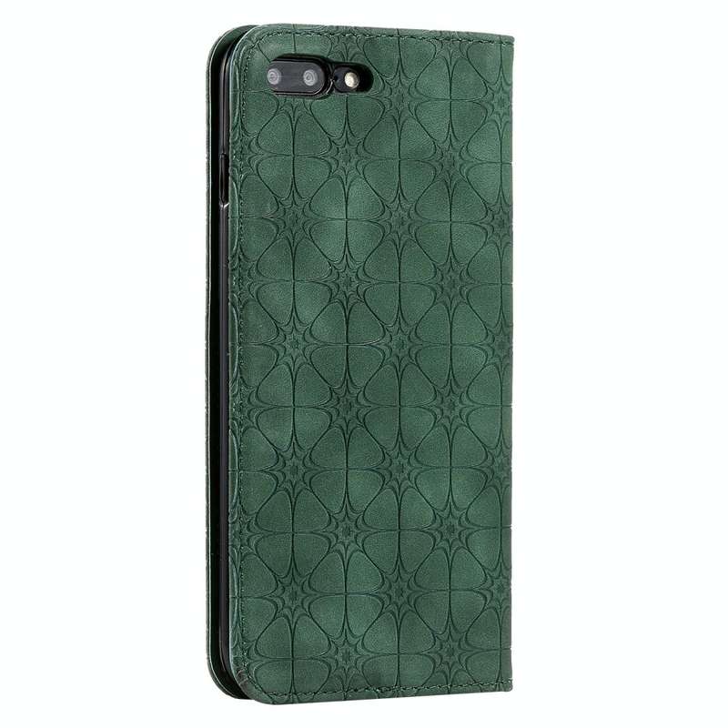 For iPhone 7 Plus / 8 Plus Lucky Flowers Embossing Pattern Magnetic Horizontal Flip Leather Case ...