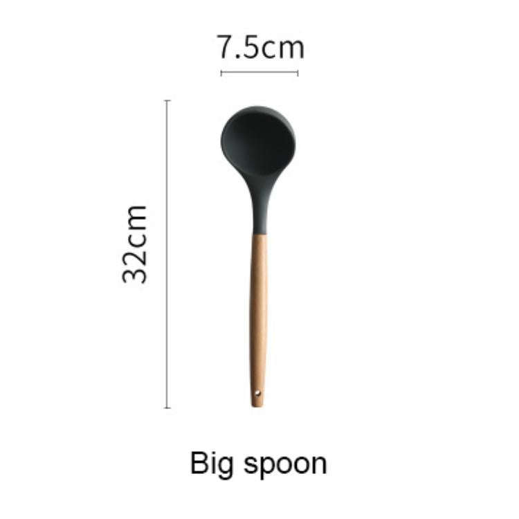 Silicone Wood Handle Spatula Heat-resistant Soup Spoon Non-stick Special Cooking Shovel Kitchen T...