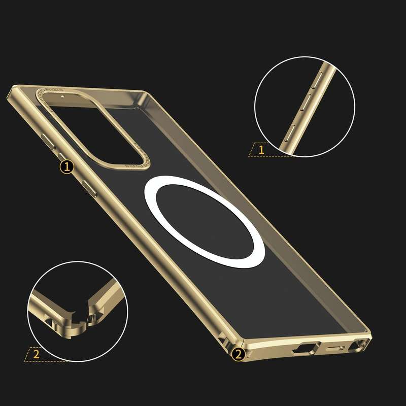 For Samsung Galaxy S22 Ultra 5G MagSafe Magnetic PC Phone Case(Gold)