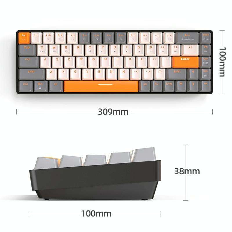 ZIYOU LANG K68 68 Keys Bluetooth Wireless Dual Model Mechanical Keyboard, Style: Red Shaft Versio...