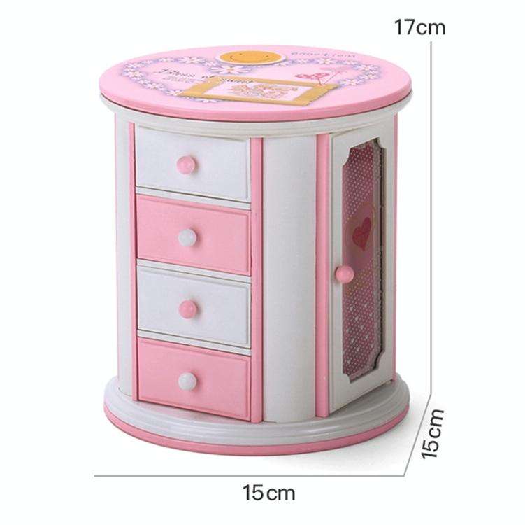 Round Three-Layer Small Drawer Storage Music Box Simple Fresh Jewelry Box Creative Gifts(White Pe...