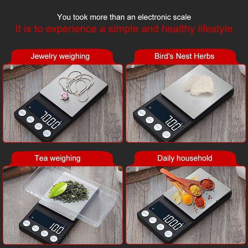 High-Precision Electronic Scale Mini Portable Jewellery Medicine Scale, Style:1000g/0.1g