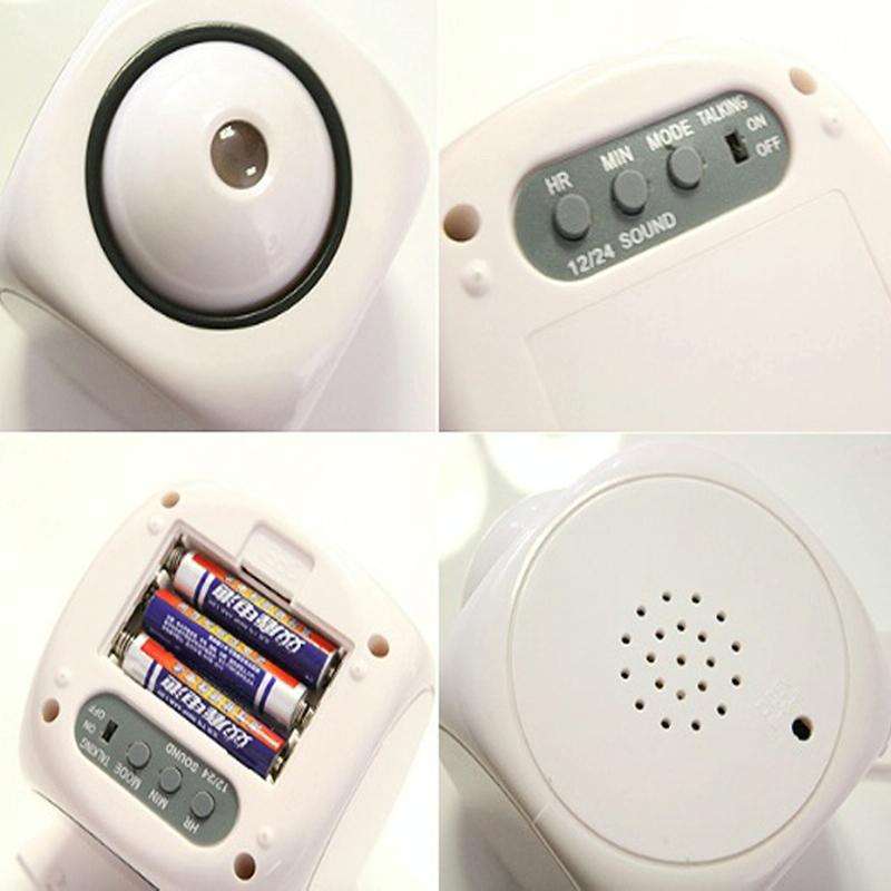 Multi-function LED Projection Alarm Clock Voice Talking Clock, Specification:White without USB cable