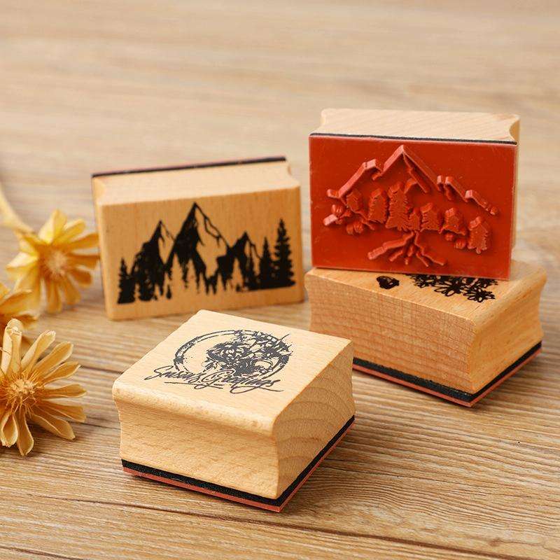 5 PCS DIY Vintage Nature Landscape Handbook Wooden Stamp(Floral Seasons)