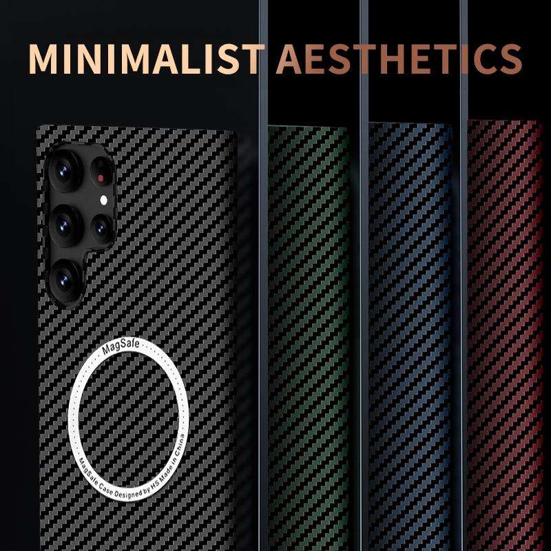 For Samsung Galaxy S21 Ultra 5G Carbon Fiber Texture MagSafe Magnetic Phone Case(Black)