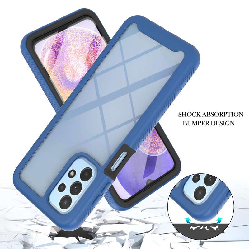 For Samsung Galaxy A23 5G / 4G Starry Sky Solid Color Series PC + TPU Phone Case with PET Film(Blue)