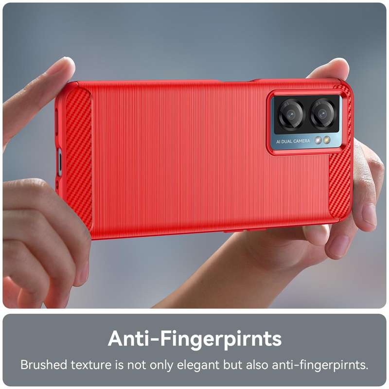 For OPPO A77 5G Brushed Texture Carbon Fiber TPU Phone Case(Red)