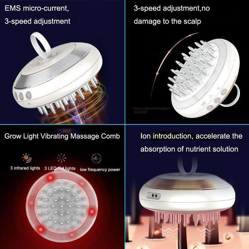 Scalp Medicine Apparatus Hair Growth Fluid Introducer Head Massager(Pink Gold)