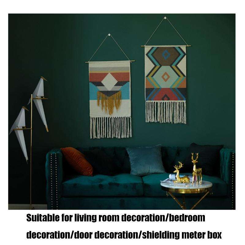 GT001 Printed Tapestry Cotton Thread Woven Tassel Wall Hanging Decoration, Size: 50x70cm(Black Cube)