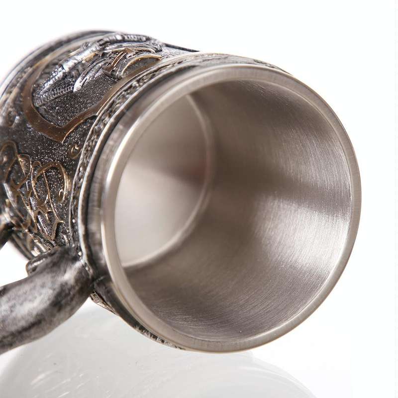 3D Viking Skull Coffee Beer Mug Skull Mug Beer Wine Drink Gift Stainless Steel Knight Decorative ...