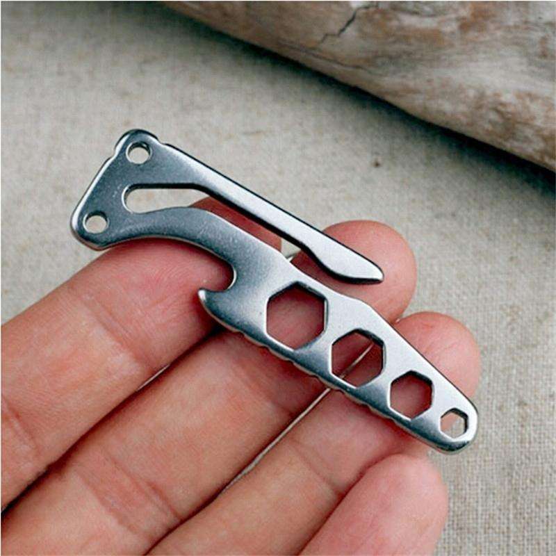 Multi-function Bottle Opener Keychain Outdoor Pocket Tool Pry Bar Hex Key Wrench