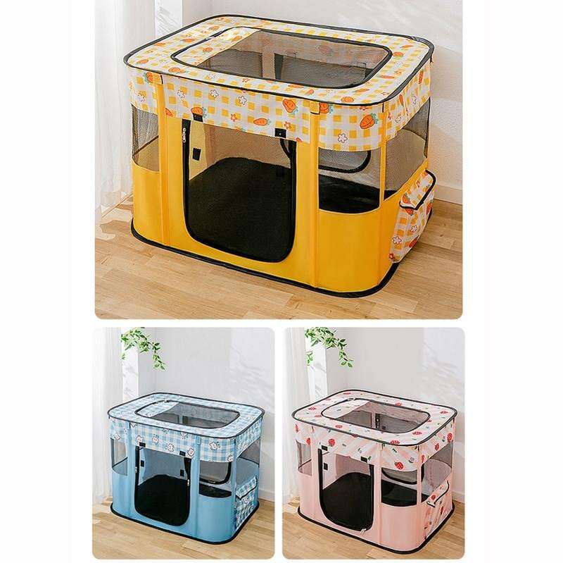 Rectangular Foldable Pet Fence Dog and Cat Litter Pet Delivery Room M(Yellow Carrot)