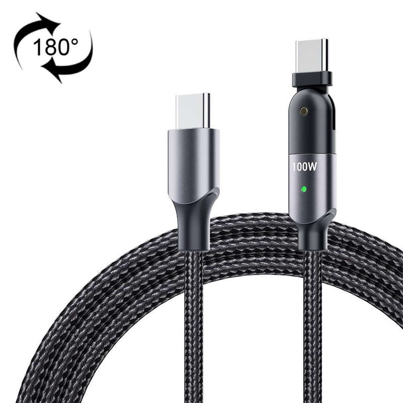 FXCTL-WY0G 100W 5A USB-C / Type-C to Type-C 180 Degree Rotating Elbow Fast Charging Cable, Length...