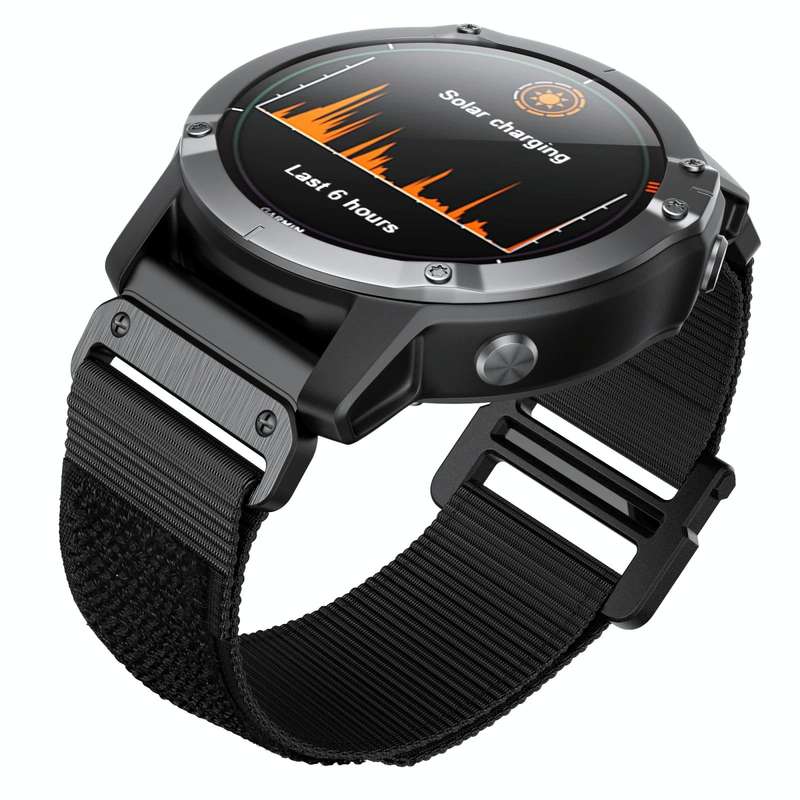 For Garmin Fenix 6X / 5X 26mm Hook And Loop Fastener Nylon Watch Band(Black)