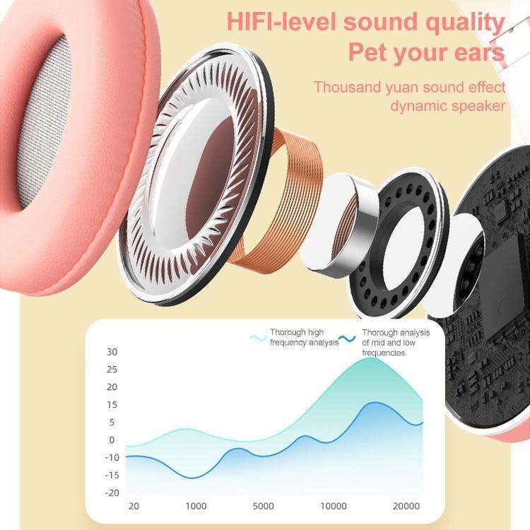 B39 Cat Ear Design LED Gradient Light Wireless Bluetooth Headset(Pink)
