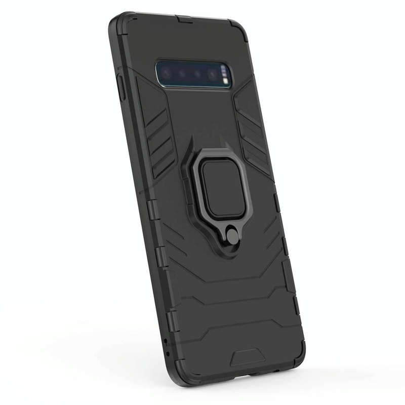 PC + TPU Shockproof Protective Case for Samsung Galaxy S10 Plus, with Magnetic Ring Holder(Red)