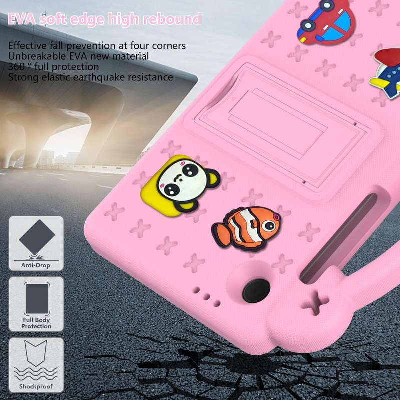 For Samsung Galaxy Tab A9 Handle Kickstand Children EVA Shockproof Tablet Case(Pink)