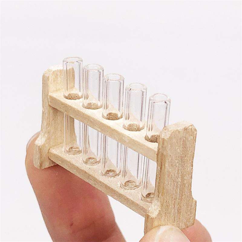 3 Sets 1:12 mini Doll House Dollhouse Iaboratory Glass Tube Test Tube Rack Miniature Food Play Sc...