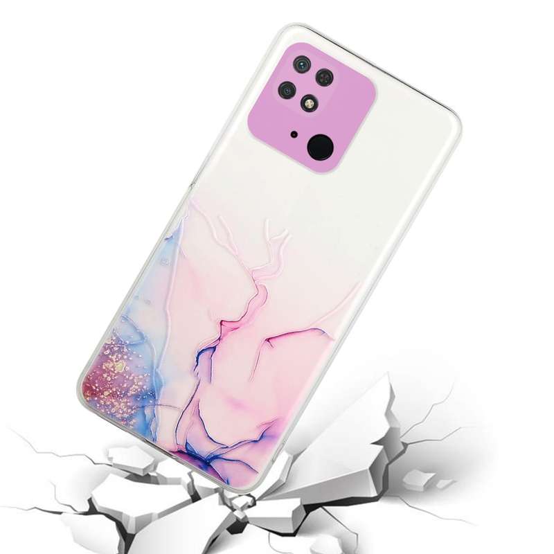 For Xiaomi Redmi 10C Hollow Marble Pattern TPU Precise Hole Phone Case(Pink)