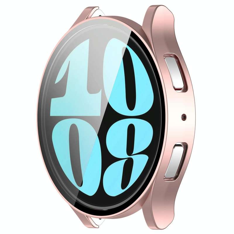 For Samsung Galaxy Watch6 40mm PC + Tempered Film Integrated Watch Protective Case(Rose Gold)