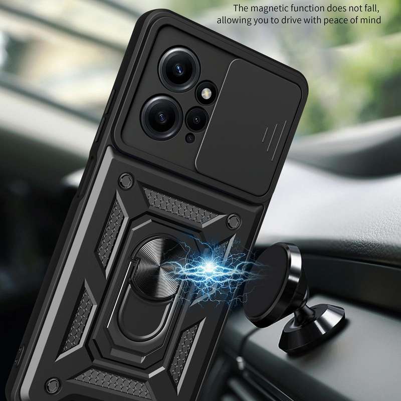 For Xiaomi Redmi Note 12 4G Global Sliding Camera Cover Design Phone Case(Black)