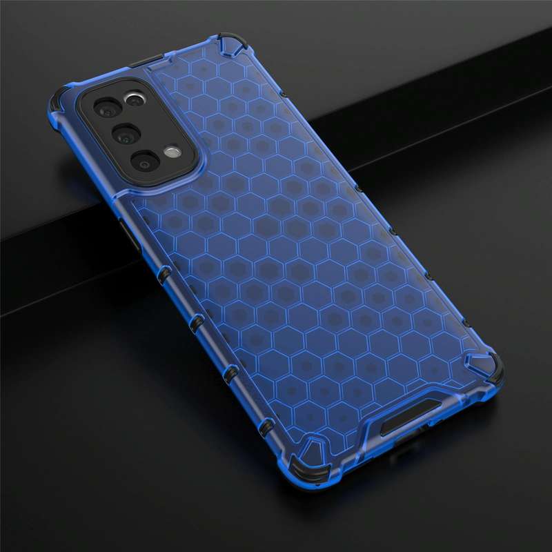 For Oppo Reno5 Pro 5G Shockproof Honeycomb PC + TPU Case(Blue)
