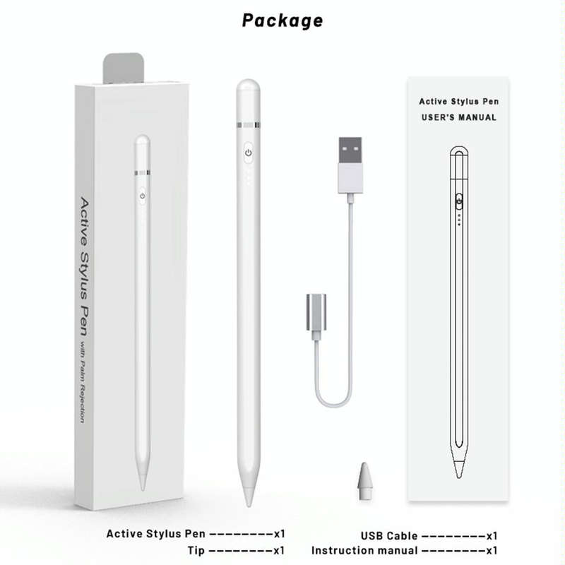 P7-LS Active Capacitive Stylus Pen with Palm Rejection for iPad After 2018 Version(White)