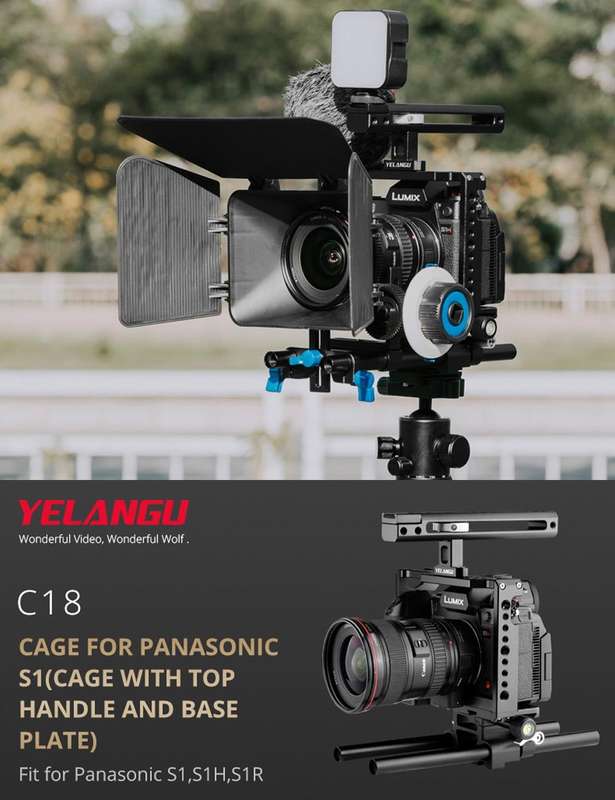 YELANGU C18 YLG0915A-C Video Camera Cage Stabilizer with Handle & Rail Rod Mount for Panasonic Lu...