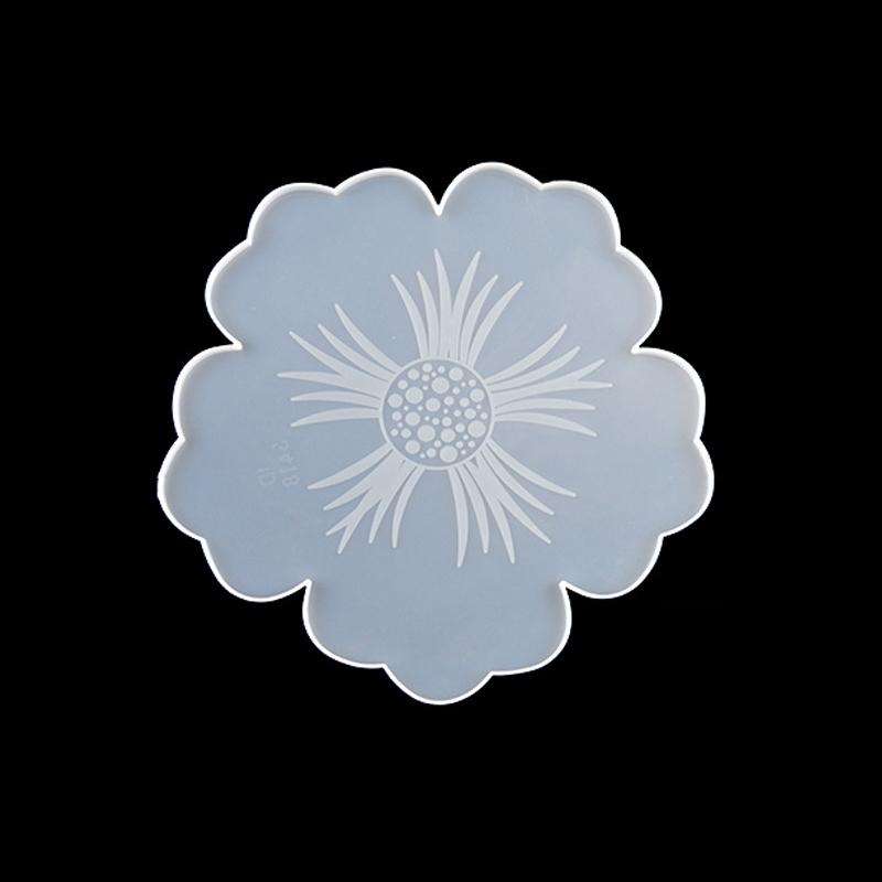 Silicone Flower Cup Pad Mold Set Crystal DIY Mirror Petal Fruit Plate Drop Mold, Specification: B...